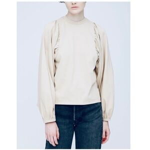 Moussy Vintage Form Sperion Balloon Puff Sleeve Ivory Cream Blouse Top Large